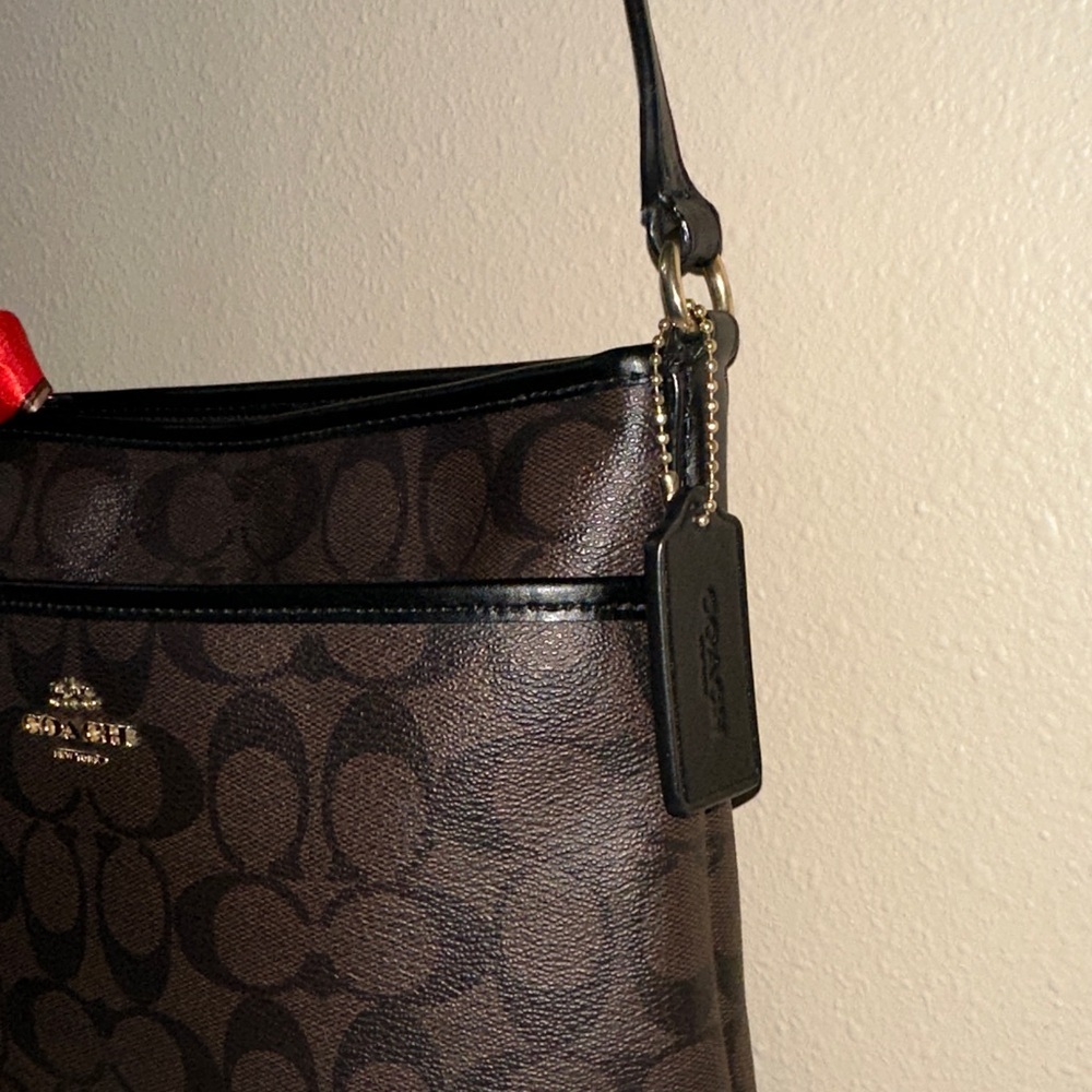 Coach Dark Brown/black Crossbody Bag with Gold Accents. - Picture 6 of 11